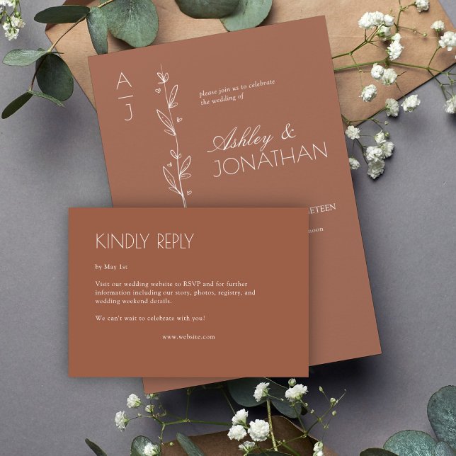 Modern Organic Floral Divider Wedding RSVP Card (Creator Uploaded)