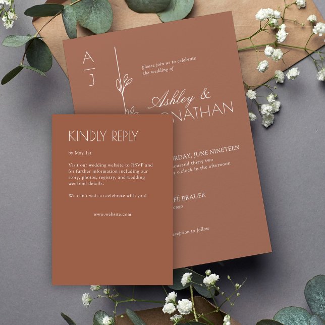 Modern Organic Floral Divider Wedding RSVP Card (Creator Uploaded)