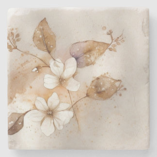 Modern Organic Floral Quiet Luxury Stone Coaster