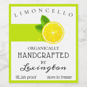 Modern Organic Homemade Limoncello Bottle Label  