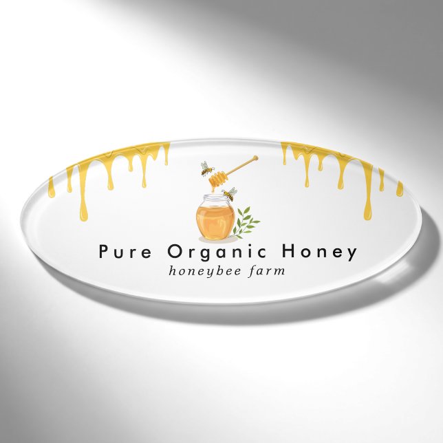 Modern Organic Honey Farm Name Tag (Front)