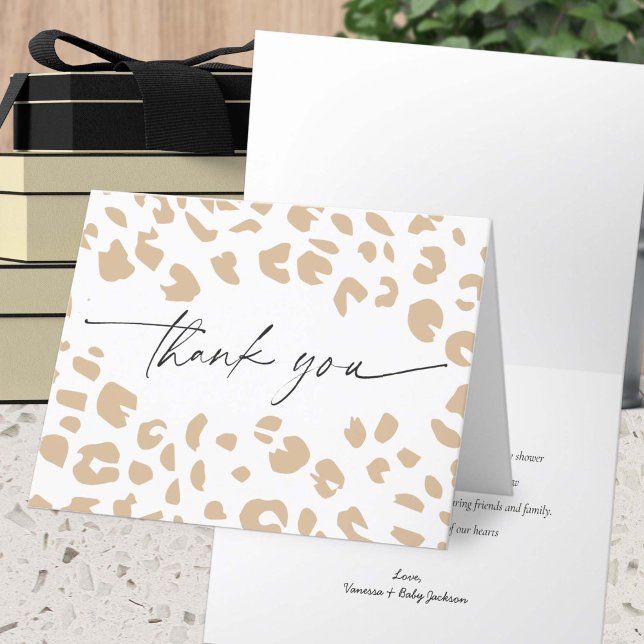 Modern Organic Safari animal print Baby Shower  Thank You Card (Safari Animal, Gender Neutral Baby Shower, Animal Print Simple modern thank you cards.)