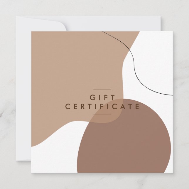 Modern Organic Shapes Salon Gift Certificate (Front)