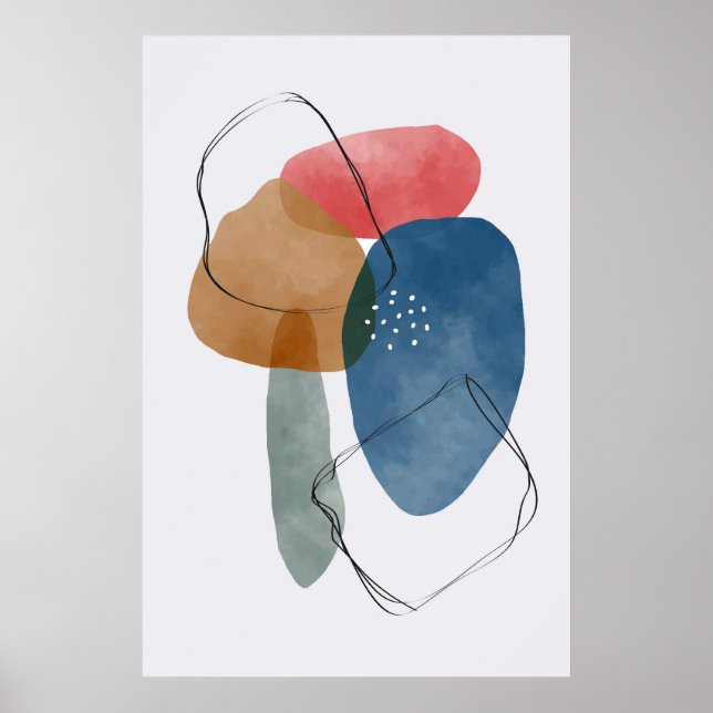 Modern Organic Shapes Watercolors Abstract Art 3 Poster (Front)
