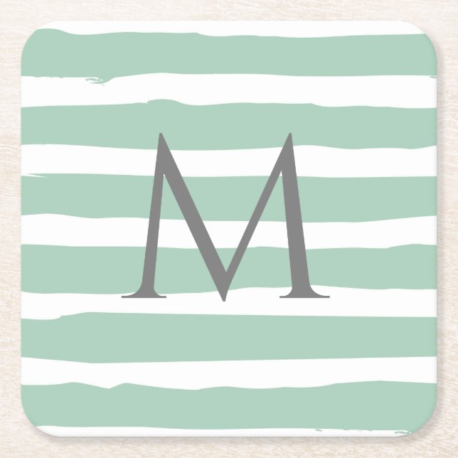 Modern, Organic, Stripes, Farmhouse Style, Wedding Square Paper Coaster (Front)
