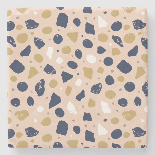 Modern Organic Terrazzo | Abstract Stone Mosaic Coaster (Front)