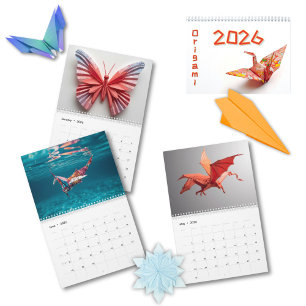 Modern Origami Art 2026 Custom Photo  Calendar