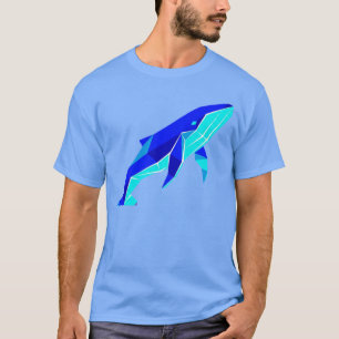 Modern Origami Geometric Blue Whale Graphic Tee