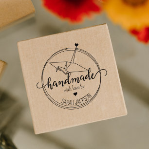 Modern Origami Handmade with love Rubber Stamp