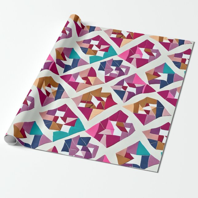 Modern Origami Patchwork Wrapping Paper (Unrolled)