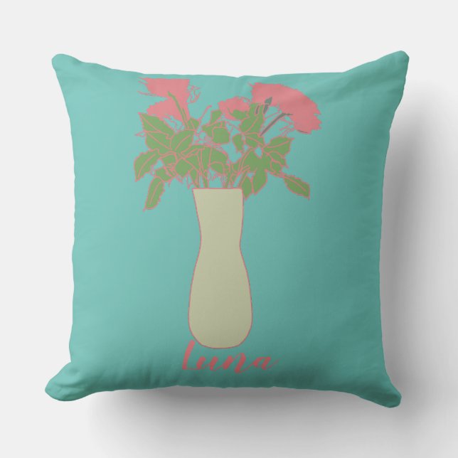 Modern Original Flower Art  Illustration Cushion (Front)