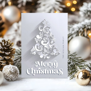 Modern Ornament Christmas Tree Greeting Holiday Card