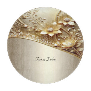 Modern Ornate Gold Floral Cutting Board