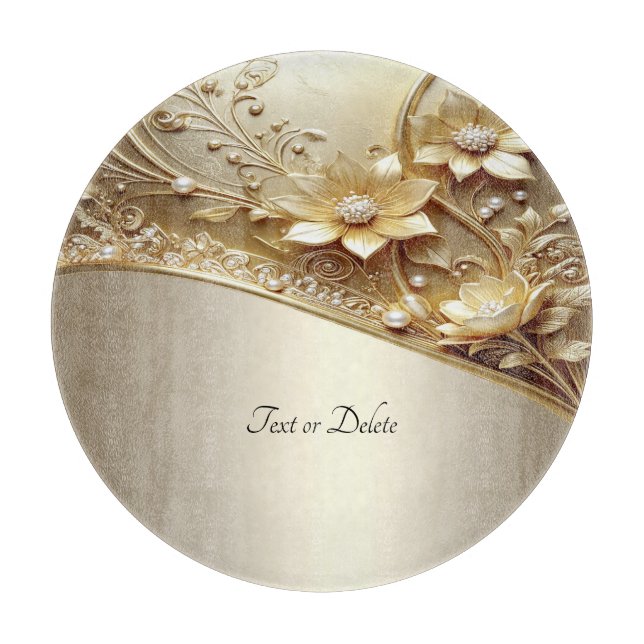 Modern Ornate Gold Floral Cutting Board (Front)