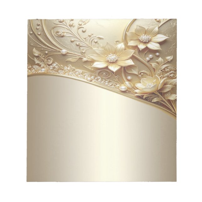 Modern Ornate Gold Floral Notepad (Front)