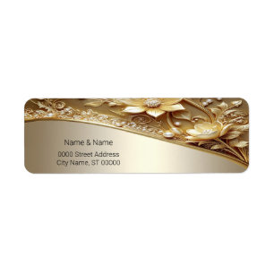Modern Ornate Gold Floral Return Address Label