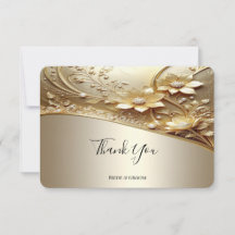 Modern Ornate Gold Floral Thank You Card