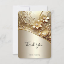 Modern Ornate Gold Floral Thank You Card