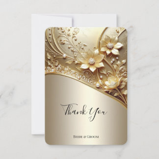 Modern Ornate Gold Floral Thank You Card