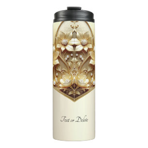 Modern Ornate Gold Floral Thermal Tumbler