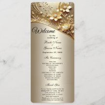 Modern Ornate Gold Floral Wedding Program