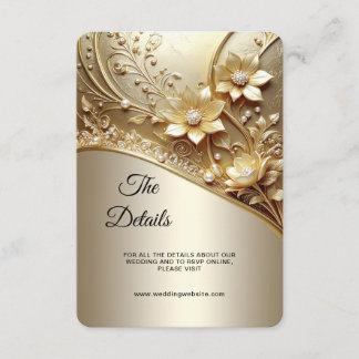 Modern Ornate Gold Floral with Pearls Detail Enclosure Card