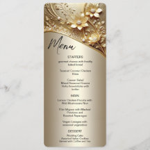 Modern Ornate Gold Floral with Pearls Menu
