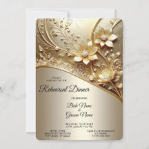 Modern Ornate Gold Floral with Pearls Rehearsal