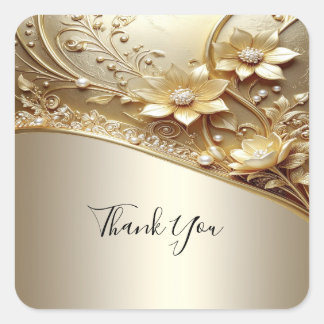 Modern Ornate Gold Floral with Pearls Sticker