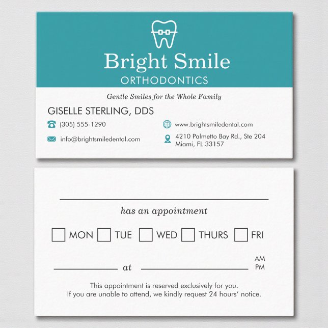 Modern Orthodontist Aqua Blue Appointment Reminder (Creator Uploaded)