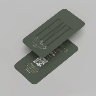 Modern Otolaryngologist Specialist ENT Dark Green Business Card