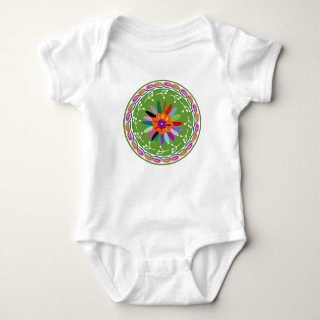 Modern Otomi Design Baby Bodysuit (Front)