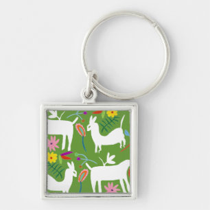 Modern Otomi Design   Llama Donkey Design Key Ring