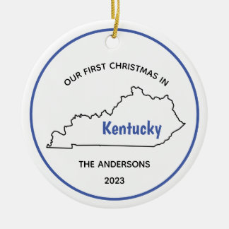 Modern Our 1st Christmas in Kentucky Ceramic Tree Decoration