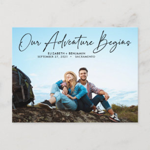 Modern Our Adventure Begins Photo Save The Date Postcard