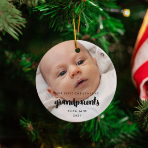 Modern Our First Christmas as grandparents Ceramic Tree Decoration