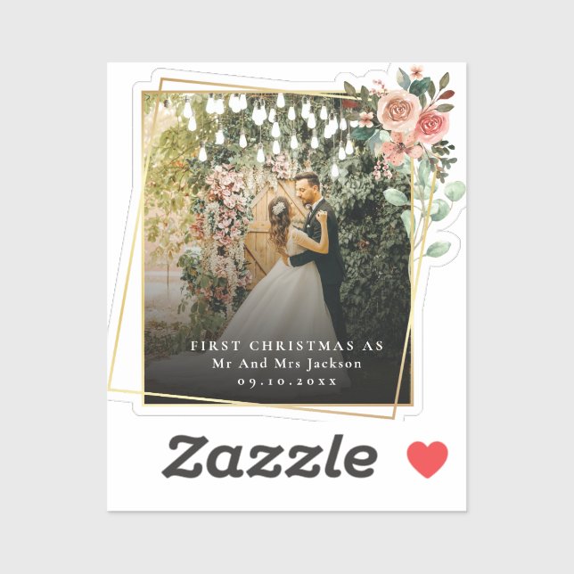 Modern Our First Christmas As Mr & Mrs Floral  (Sheet)