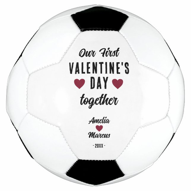 Modern Our First Valentine's Day Together   Soccer Ball (Front)