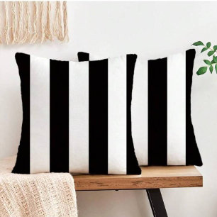 Modern Outdoor Decor Black & White Classic Striped Cushion