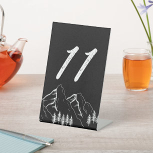 Modern Outdoor Mountain Pine Tree Table Number Pedestal Sign