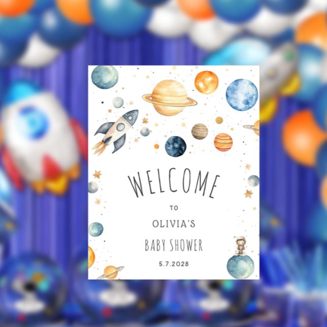 Modern Outer Space Baby Shower Welcome Poster (Creator Uploaded)