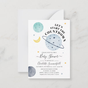 Modern Outer Space Girl Baby Shower Invitation