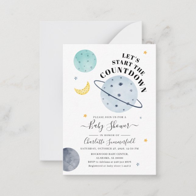 Modern Outer Space Girl Baby Shower Invitation (Front)