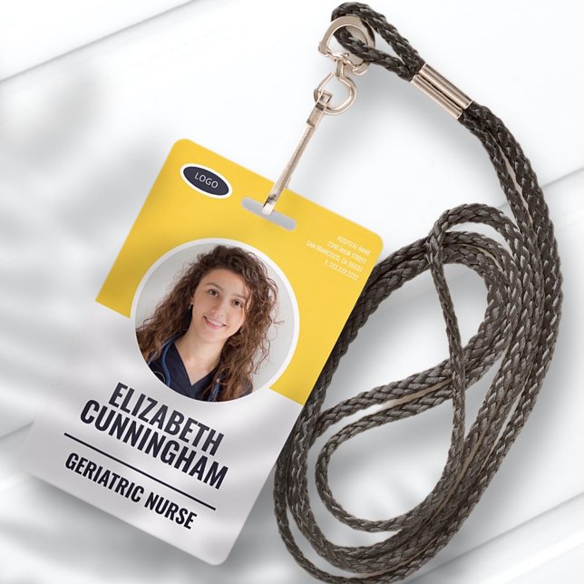 Modern Oval Logo  Employee Photo Name Barcode ID Badge (Creator Uploaded)