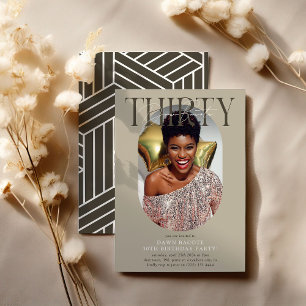 Modern Oval Photo & Signature 30th Birthday Invitation