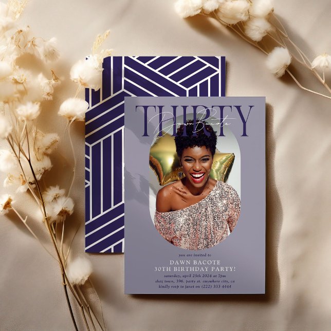 Modern Oval Photo & Signature 30th Birthday Invitation (Creator Uploaded)