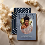 Modern Oval Photo & Signature 30th Birthday Invitation<br><div class="desc">Modern stylish 30th Birthday Invitation. Design features an oval photograph of the birthday girl/boy, the elegant lettering 'THIRTY' with the persons name in signature script over the top and a simple birthday party template that is easy to customise with your own details. The colours can also be changed to match...</div>