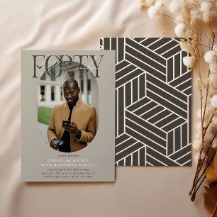 Modern Oval Photo & Signature 40th Birthday Invitation