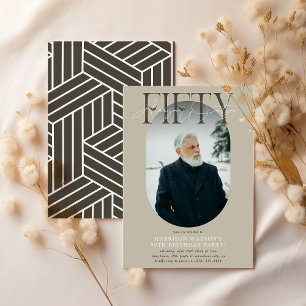 Modern Oval Photo & Signature 50th Birthday Invitation