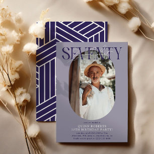 Modern Oval Photo & Signature 70th Birthday Invitation